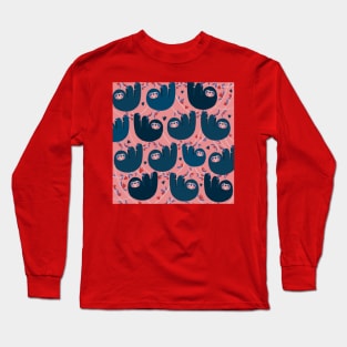 Blue sloths pattern Long Sleeve T-Shirt